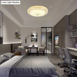 Contemporary Frosted Glass Led Ceiling Light With K9 Crystal In Gold - 12’/16’ Wide