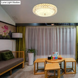 Contemporary Frosted Glass Led Ceiling Light With K9 Crystal In Gold - 12’/16’ Wide