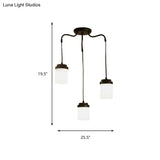 Contemporary Frosted Glass Pendant Lamp: Cylinder Shade Hanging Light In Black & White Perfect For