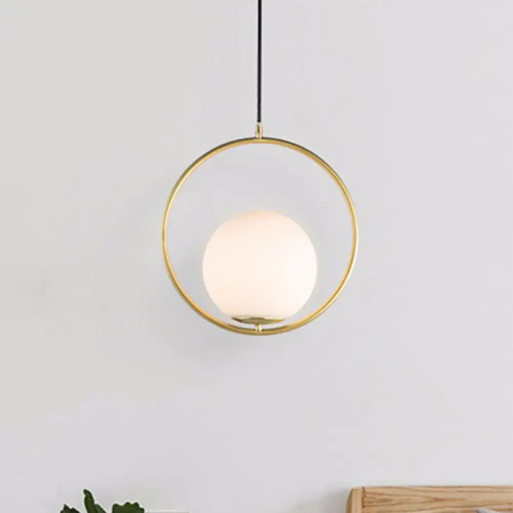 Contemporary Frosted Glass Pendant Light With Spherical Shade - White Hanging / 11’