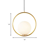 Modern Spherical Pendant Light With Frosted Glass Shade - 1 White