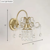 Contemporary Geometric Crystal Gold Wall Sconce Elegant 1-Head Mount Light