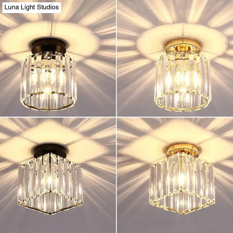Contemporary Geometric Crystal Prism Flush Mount Led Ceiling Light Fixture