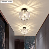 Contemporary Geometric Crystal Prism Flush Mount Led Ceiling Light Fixture
