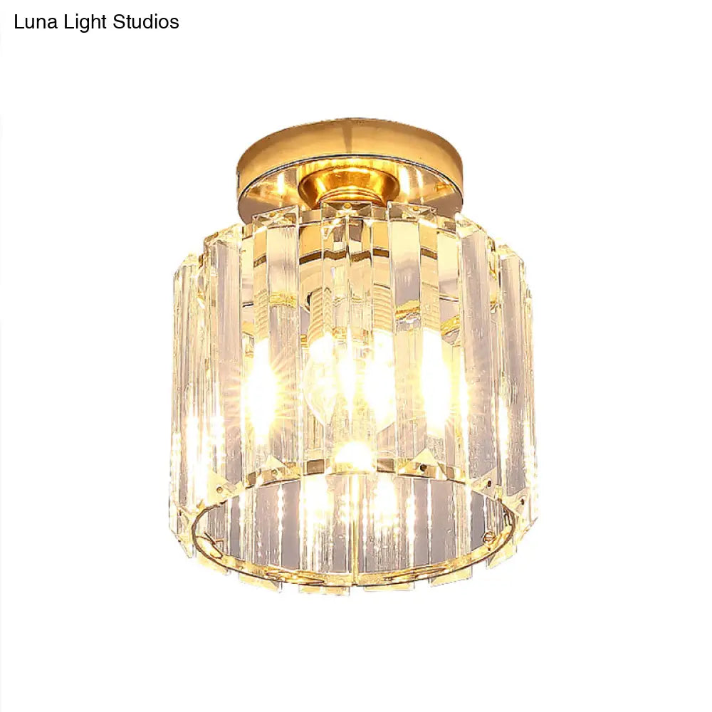 Contemporary Geometric Crystal Prism Flush Mount Led Ceiling Light Fixture