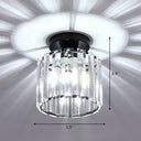 Contemporary Geometric Crystal Prism Flush Mount Led Ceiling Light Fixture Black / White Round