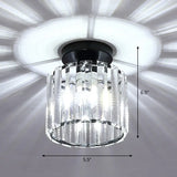 Contemporary Geometric Crystal Prism Flush Mount Led Ceiling Light Fixture Black / White Round