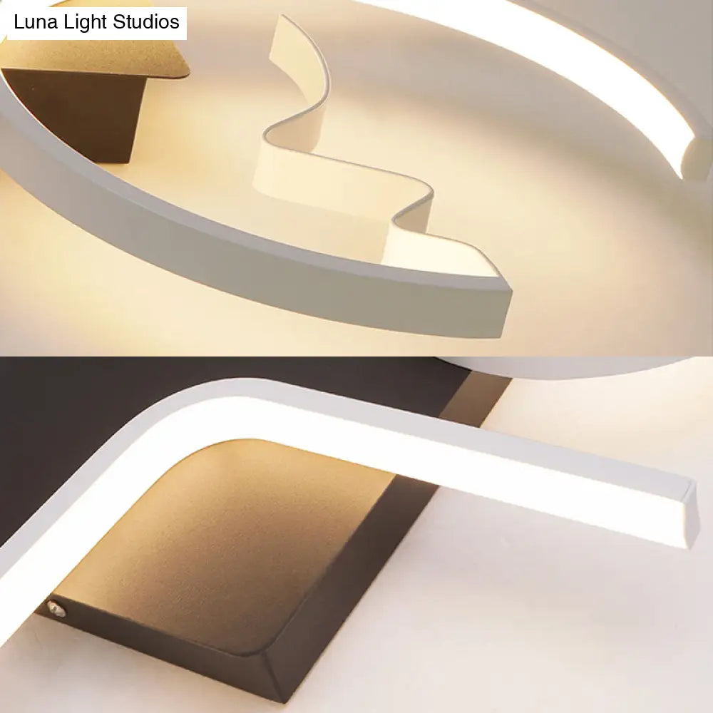 Contemporary Geometric Flush Mount Lighting - Acrylic 3/4 Lights Black/White Warm/White Light