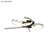Contemporary Geometric Flush Mount Lighting - Acrylic 3/4 Lights Black/White Warm/White Light