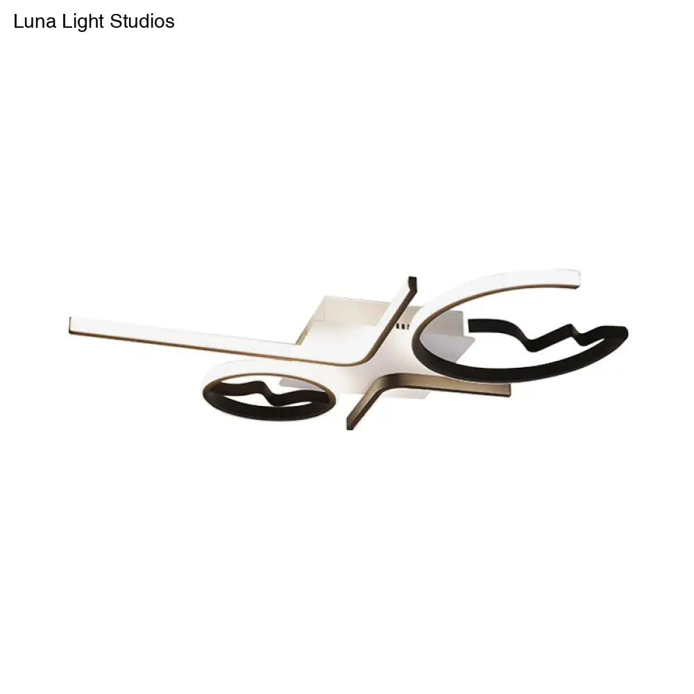 Contemporary Geometric Flush Mount Lighting - Acrylic 3/4 Lights Black/White Warm/White Light
