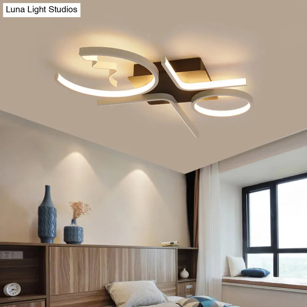 Contemporary Geometric Flush Mount Lighting - Acrylic 3/4 Lights Black/White Warm/White Light