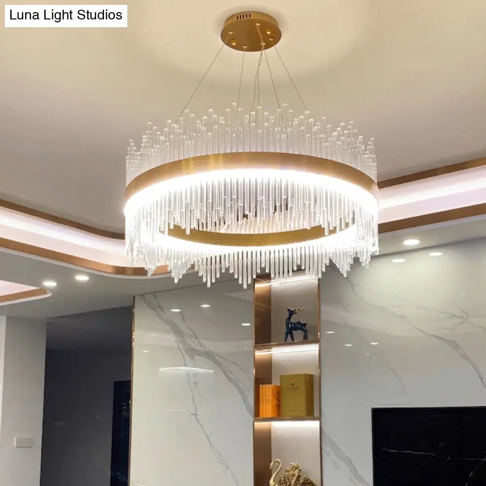 Contemporary Geometric Led Chandelier - Simplicity And Elegance In Gold