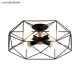 Contemporary Geometric Semi Flush Mount Light With Wire-Cage Shade - 3/4/5 Options