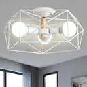 Contemporary Geometric Semi Flush Mount Light With Wire-Cage Shade - 3/4/5 Options