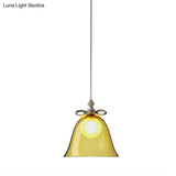Contemporary Glass Bell Pendant Light - White/Brown/Clear Ideal For Dining Room Ceiling