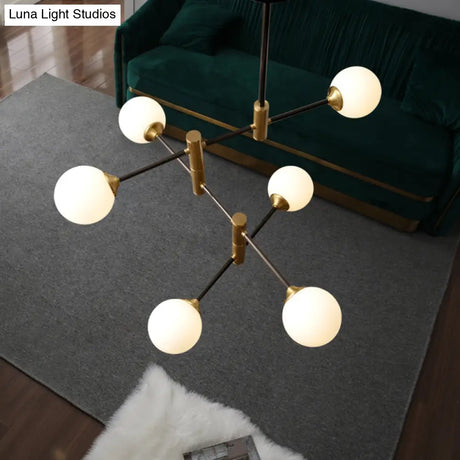 Contemporary Glass Bubble Chandelier With 6 Bulbs - Dining Room Ceiling Lamp