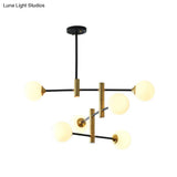 Contemporary Glass Bubble Chandelier With 6 Bulbs - Dining Room Ceiling Lamp