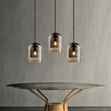 Contemporary Glass Cloche Hanging Lamp With Kitchen Lighting - 1 Bulb Fixture Cognac