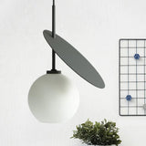 Contemporary Glass Globe Pendant Light With Metallic Circle - Ideal For Restaurants Black / 10