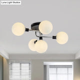 Contemporary Glass Globe Shade Ceiling Light - Semi Flush Mount For Villa Dining Room