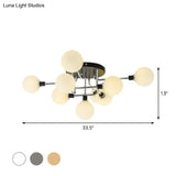 Contemporary Glass Globe Shade Ceiling Light - Semi Flush Mount For Villa Dining Room