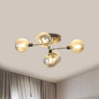 Contemporary Glass Globe Shade Ceiling Light - Semi Flush Mount For Villa Dining Room 5 / Amber