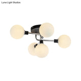 Contemporary Glass Globe Shade Ceiling Light - Semi Flush Mount For Villa Dining Room