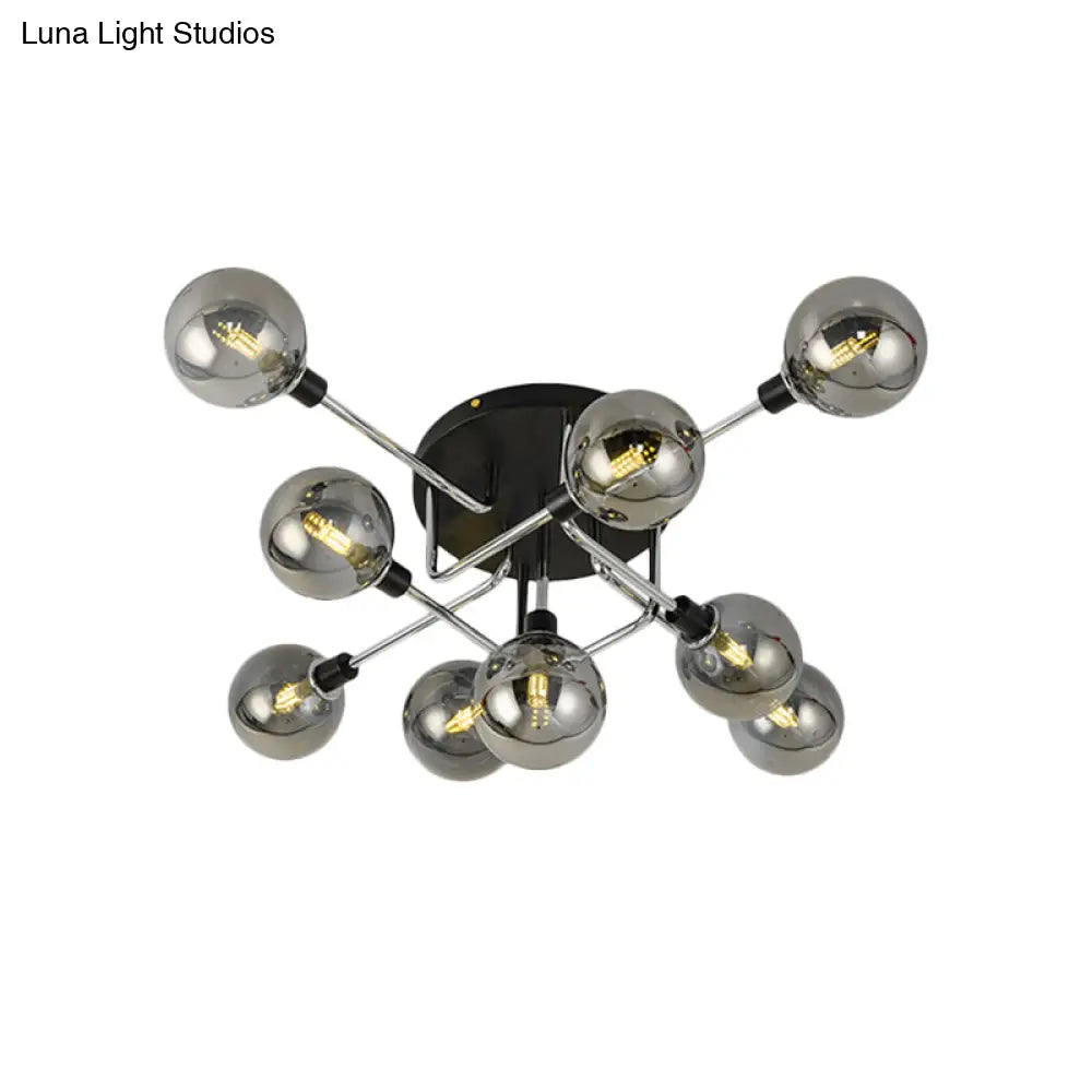 Contemporary Glass Globe Shade Ceiling Light - Semi Flush Mount For Villa Dining Room