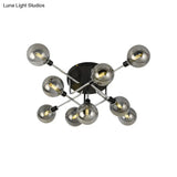 Contemporary Glass Globe Shade Ceiling Light - Semi Flush Mount For Villa Dining Room
