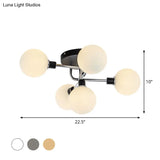 Contemporary Glass Globe Shade Ceiling Light - Semi Flush Mount For Villa Dining Room