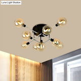 Contemporary Glass Globe Shade Ceiling Light - Semi Flush Mount For Villa Dining Room