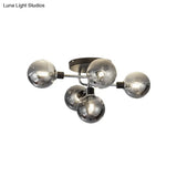 Contemporary Glass Globe Shade Ceiling Light - Semi Flush Mount For Villa Dining Room