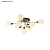 Contemporary Glass Globe Shade Ceiling Light - Semi Flush Mount For Villa Dining Room