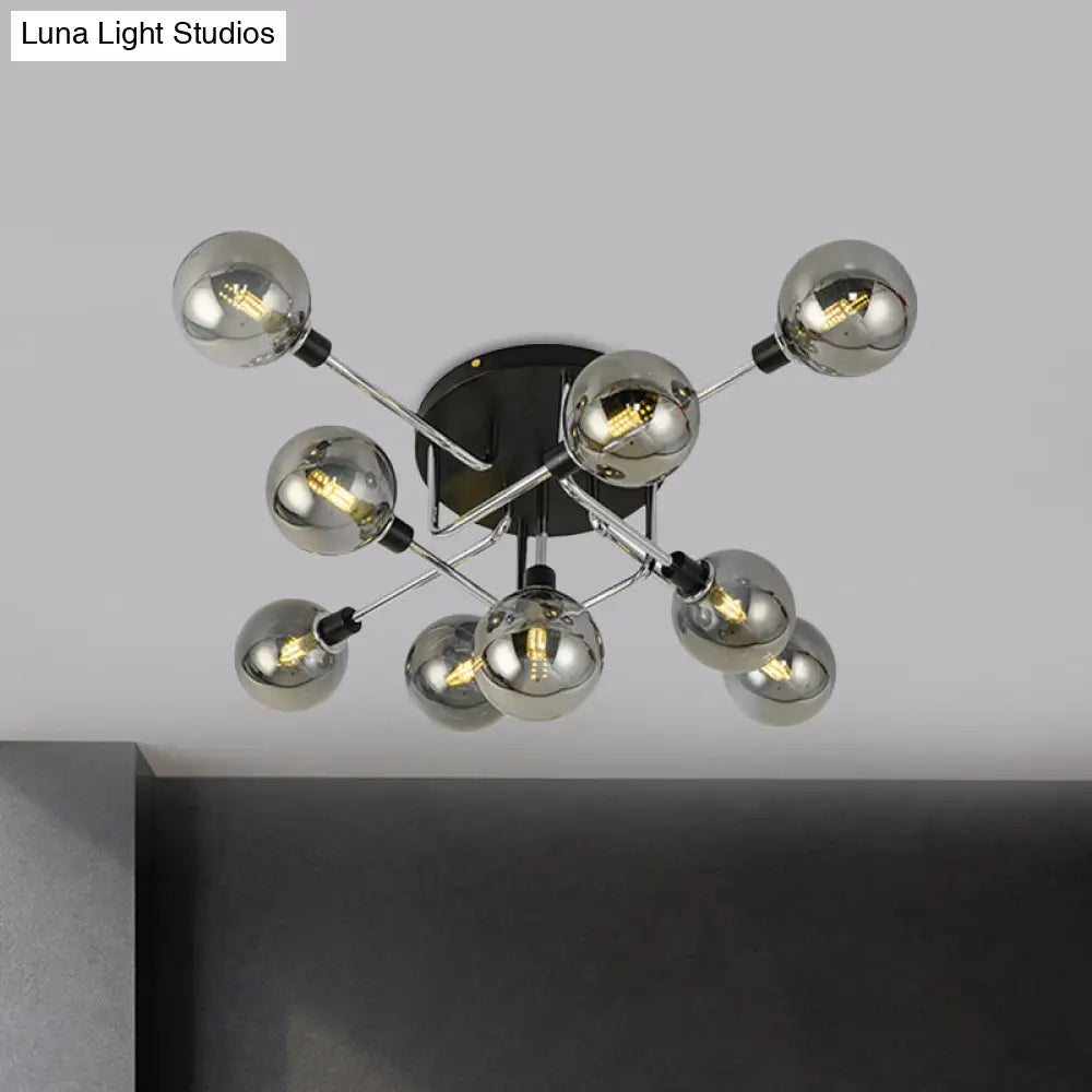 Contemporary Glass Globe Shade Ceiling Light - Semi Flush Mount For Villa Dining Room