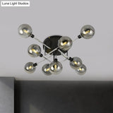 Contemporary Glass Globe Shade Ceiling Light - Semi Flush Mount For Villa Dining Room