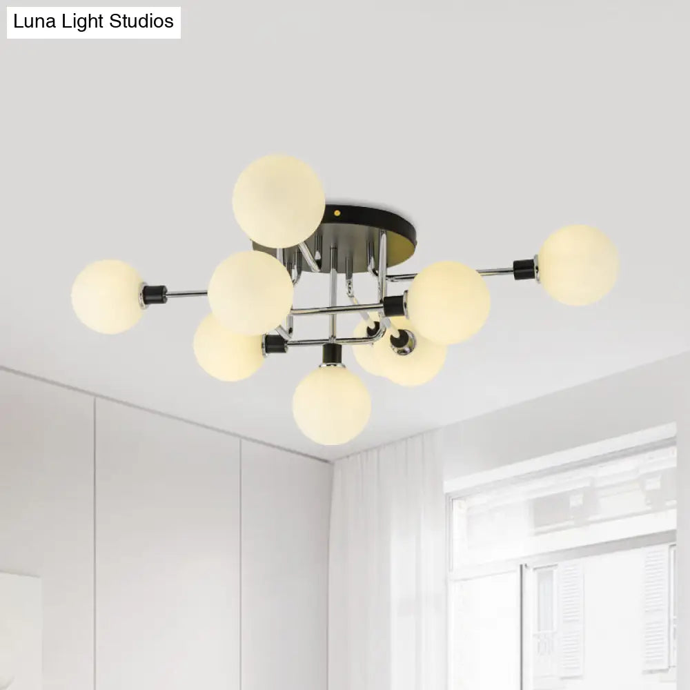 Contemporary Glass Globe Shade Ceiling Light - Semi Flush Mount For Villa Dining Room