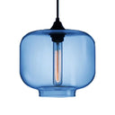 Contemporary Glass Hanging Lamp - Cylinder Shape 1 Light Red/Brown/Blue Dark Blue