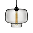 Contemporary Glass Hanging Lamp - Cylinder Shape 1 Light Red/Brown/Blue Smoke Gray