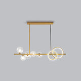 Contemporary Glass Island Lamp: 7-Head Hanging Light For Dining Room Gold / Clear White