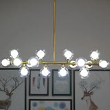 Contemporary Glass Orb Island Lamp - 16 Heads Ceiling Light For Living Room Gold