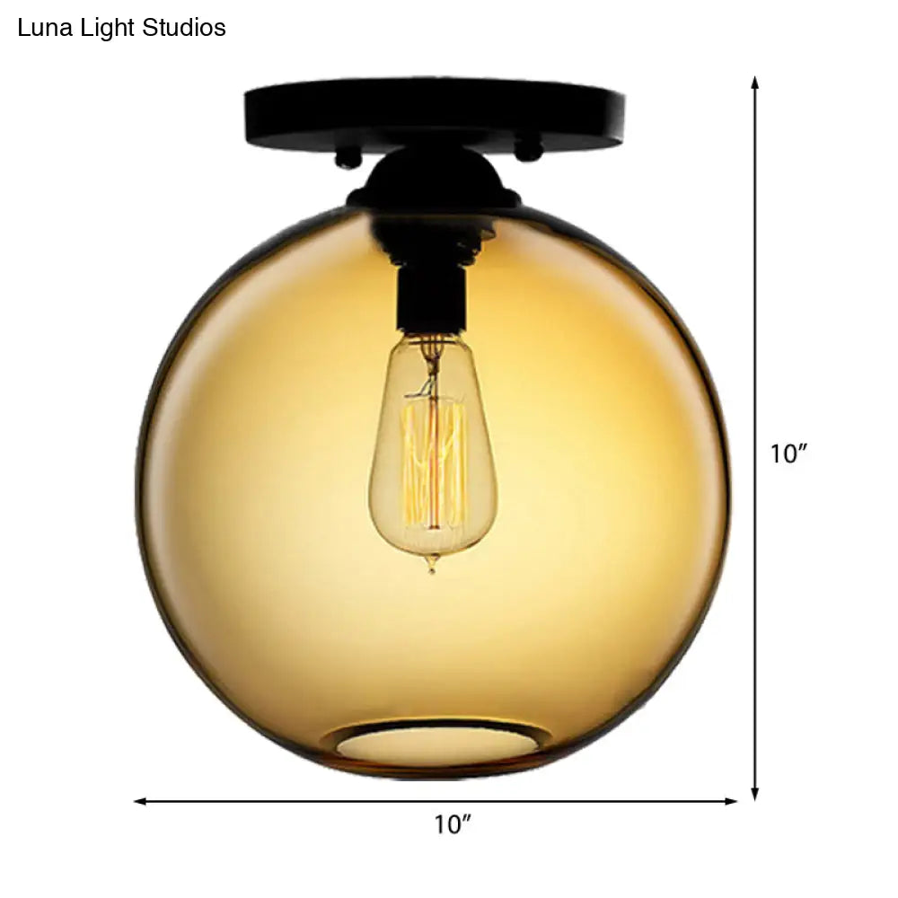 Contemporary Glass Orbit Ceiling Light Fixture - Red/Sky Blue/Amber/Dark Smoke/Coffee 1 Head Indoor