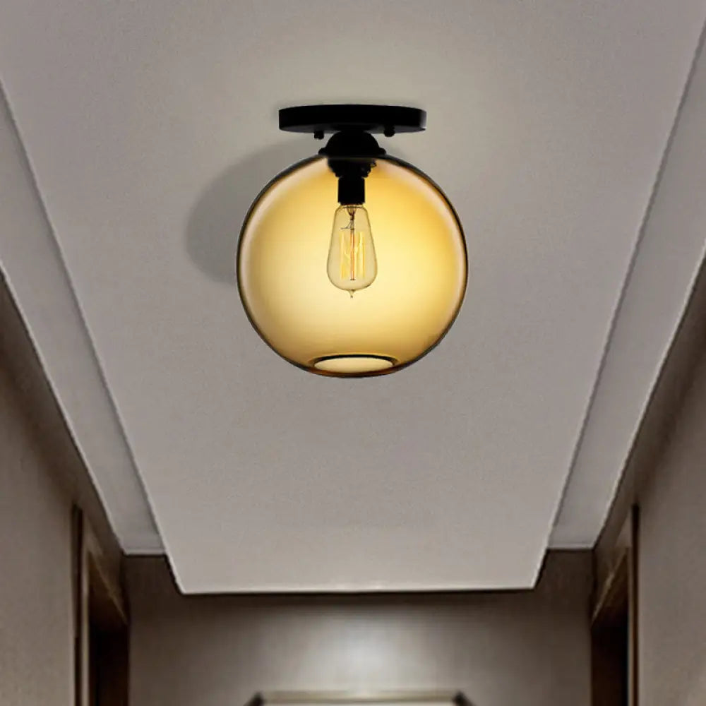 Contemporary Glass Orbit Ceiling Light Fixture - Red/Sky Blue/Amber/Dark Smoke/Coffee 1 Head Indoor