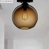 Contemporary Glass Orbit Ceiling Light Fixture - Red/Sky Blue/Amber/Dark Smoke/Coffee 1 Head Indoor