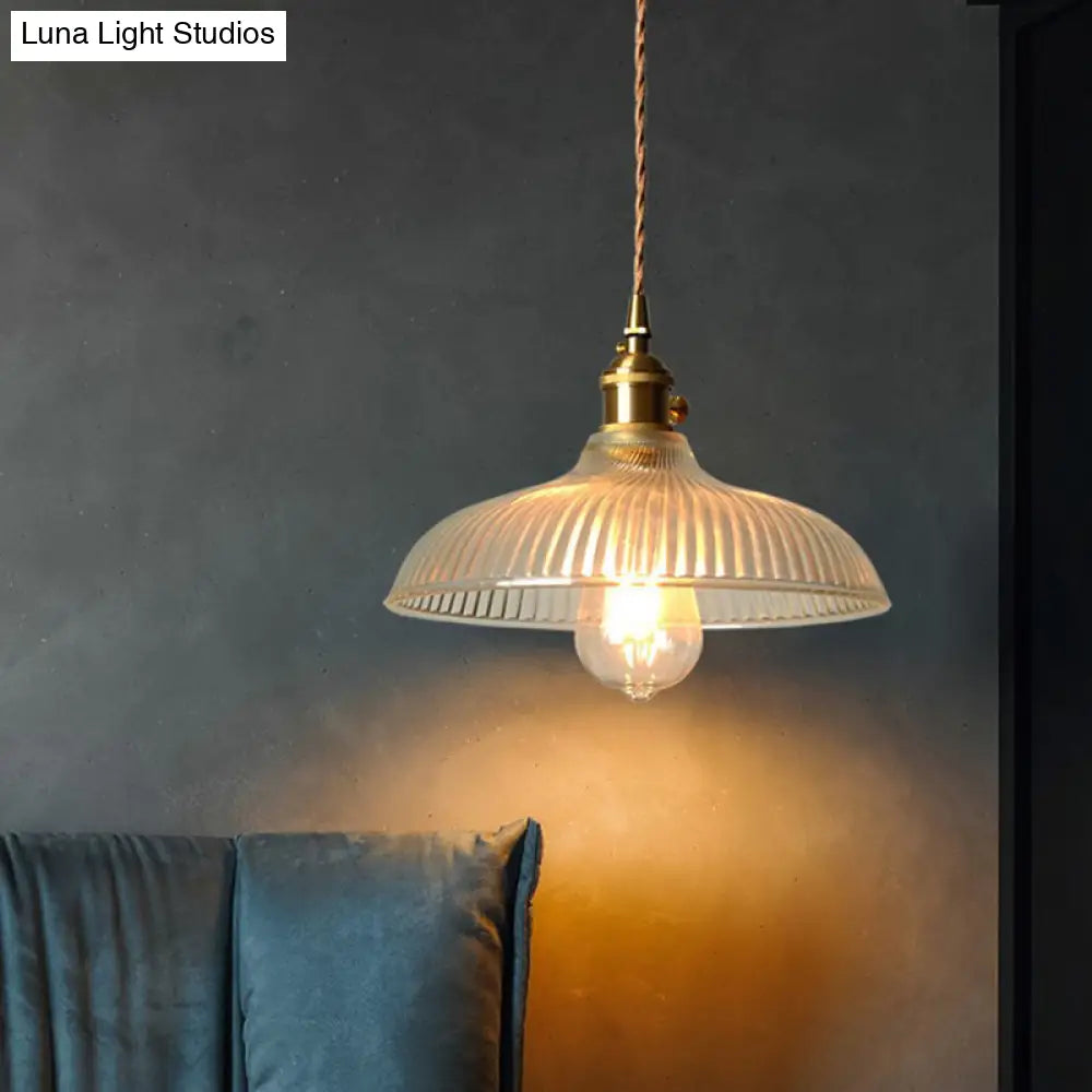 Contemporary Glass Pendant Lighting Fixture - Gold Hanging Lamp For Bedroom