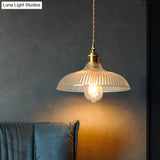 Contemporary Glass Pendant Lighting Fixture - Gold Hanging Lamp For Bedroom