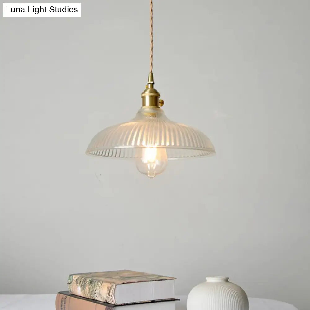 Contemporary Glass Pendant Lighting Fixture - Gold Hanging Lamp For Bedroom