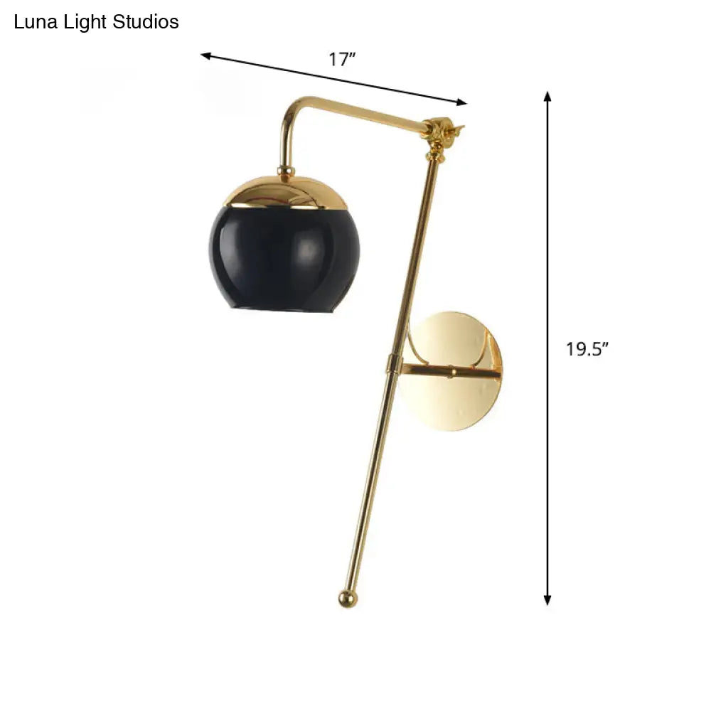 Contemporary Glass Wall Sconce With Brass Finish Arm - 1 Bulb Bedroom Light