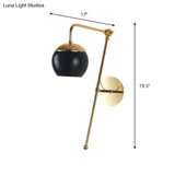 Contemporary Glass Wall Sconce With Brass Finish Arm - 1 Bulb Bedroom Light