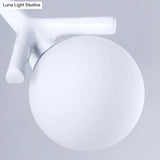 Contemporary Global 4-Light White Glass Chandelier With Branch Design - Hanging Ceiling Fixture In