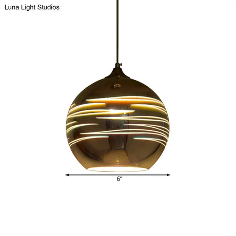 Contemporary Globe 3-D Glass Pendant Lamp - Chrome/Gold 1 Light Wide (6’/8’/10’)